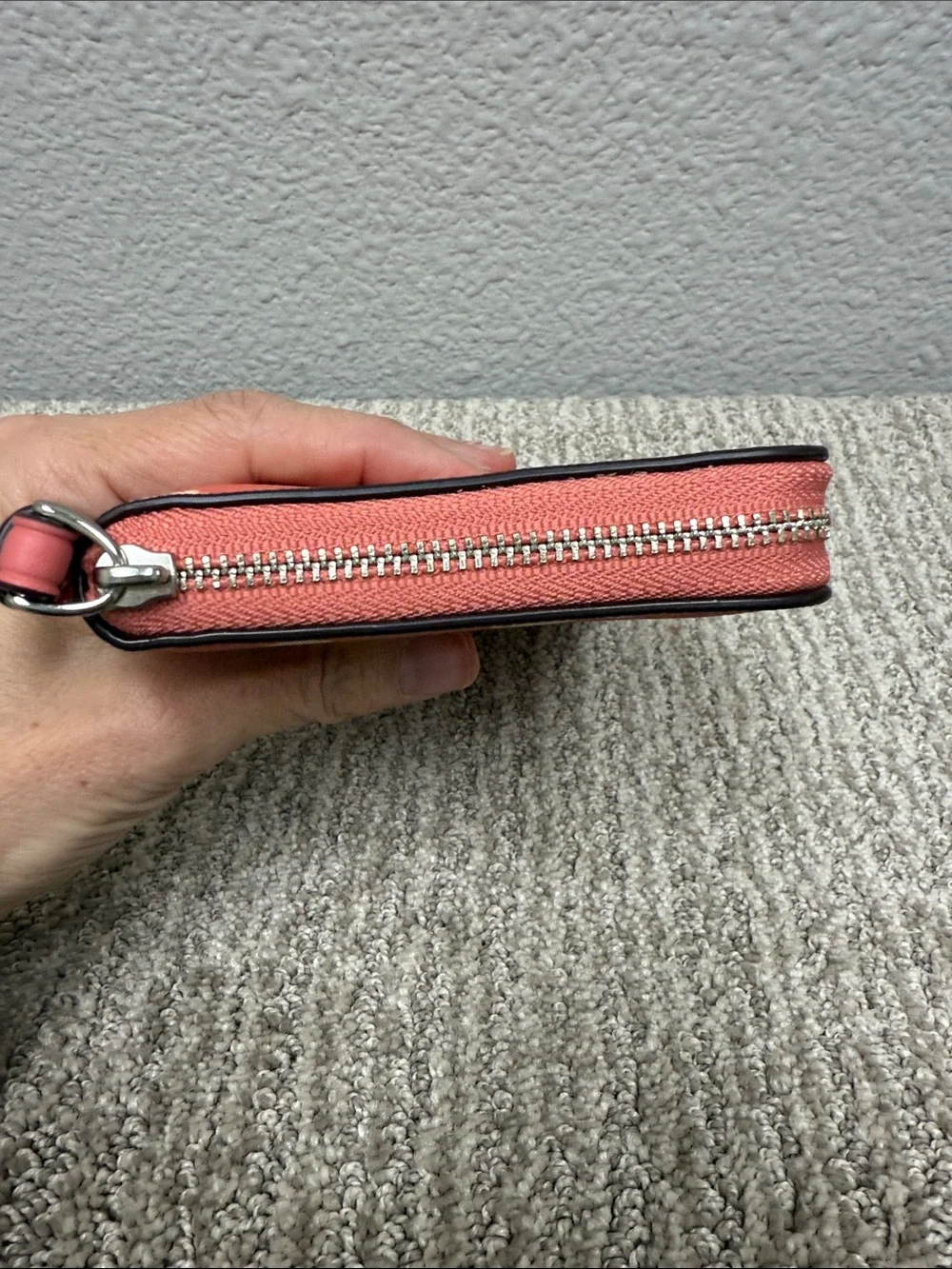 Coach Coral Zip Wristlet Wallet with Cream Bunny Print